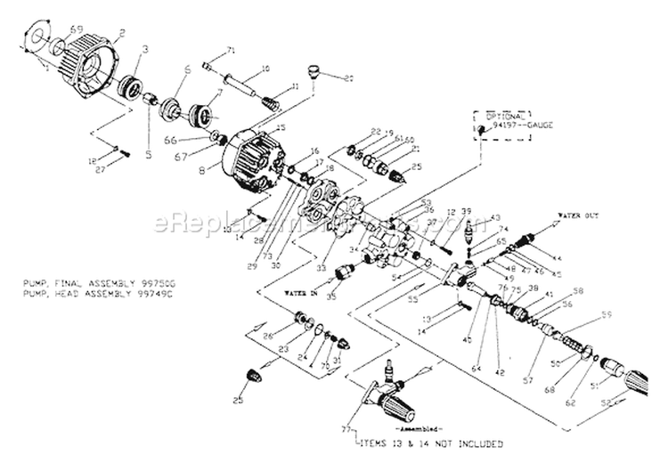Page B Diagram and Parts List for 0775-0  Briggs and Stratton Pressure Washer